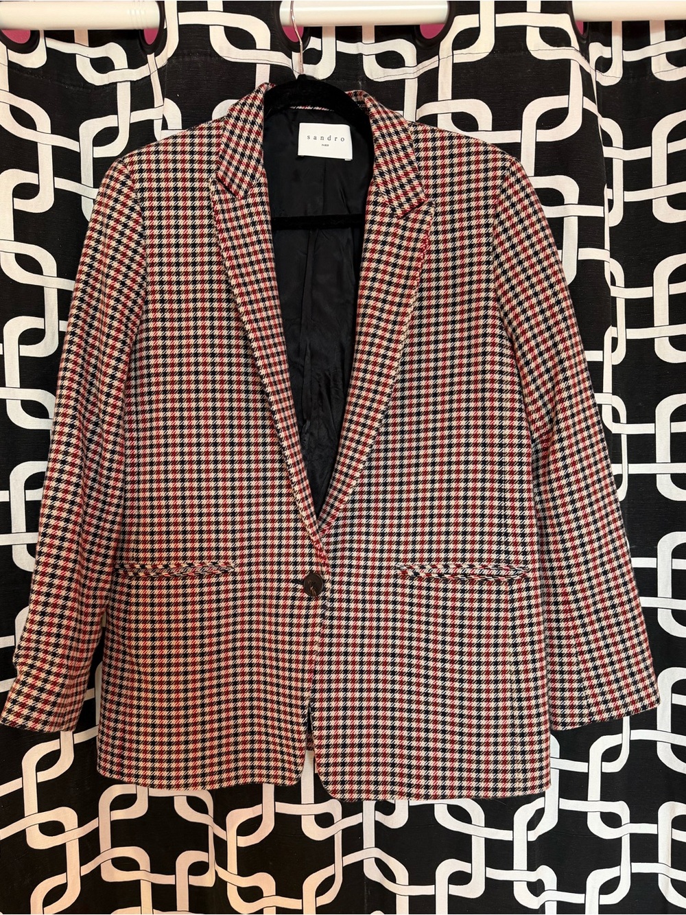 Sandro Plaid Wool-Blend Blazer
